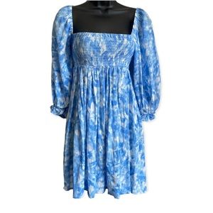 FAITHFULL THE BRAND alina mini dress in roos tye dye blue